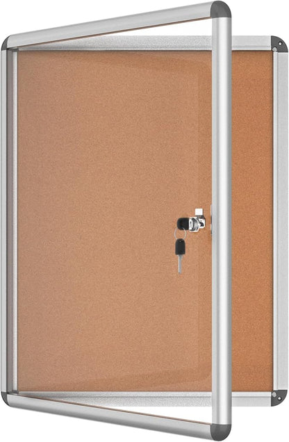 26"x20" Enclosed Bulletin Board, Lockable Weather-Resistant Aluminum Cork by MifuroOfficeProduct