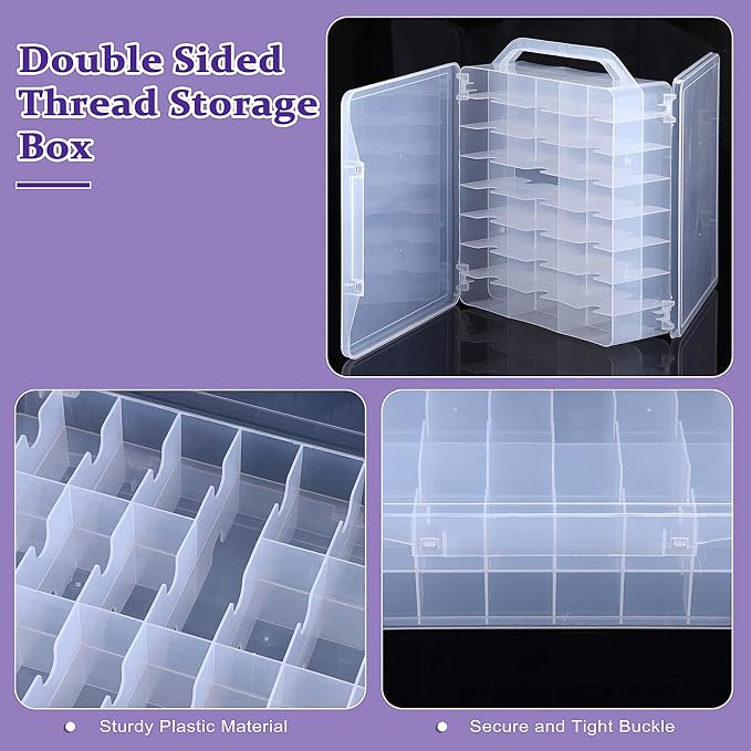 OwnMy 2 Pack 46 Grids Sewing Thread Organizer, Double-Sided Thread Spool - Image 4