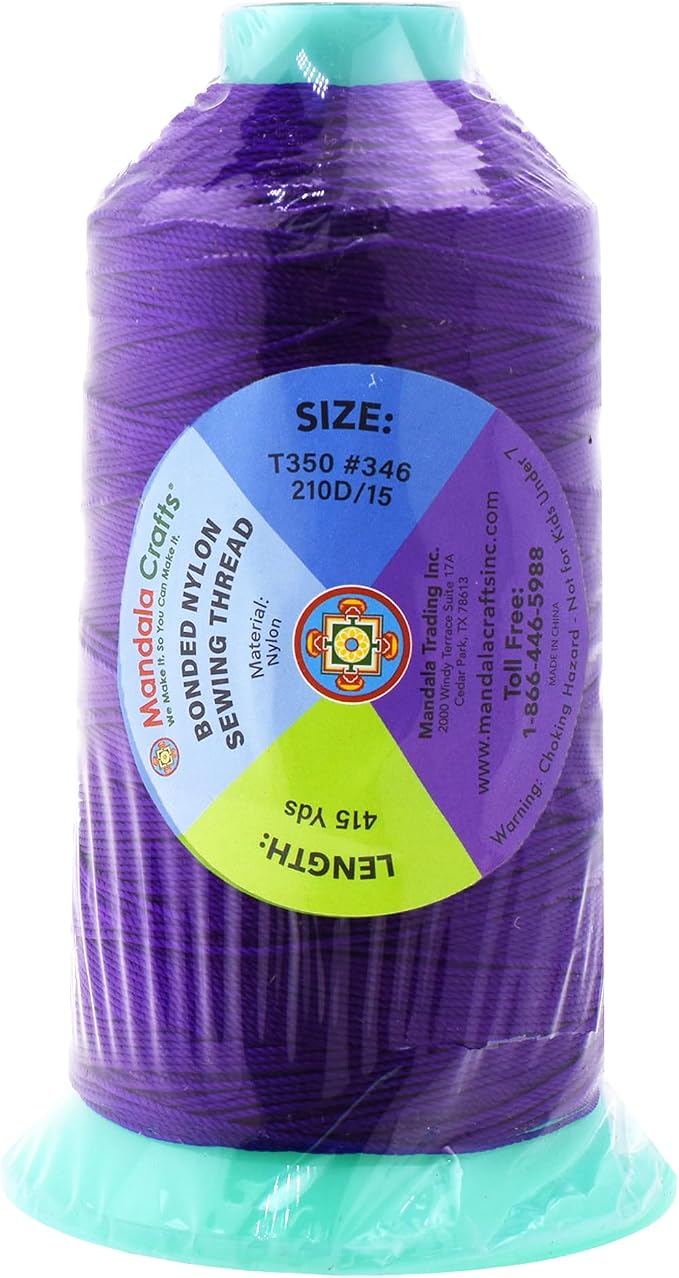 Mandala Crafts Bonded Nylon Thread True Purple Heavy Duty Sewing Threads - Image 3