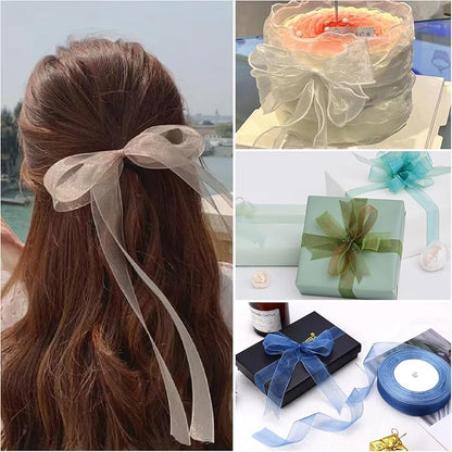 Ribbon for Gift Wrapping 3/4 inch Gold Sheer Organza Ribbon for Flower Bouquet - Image 5