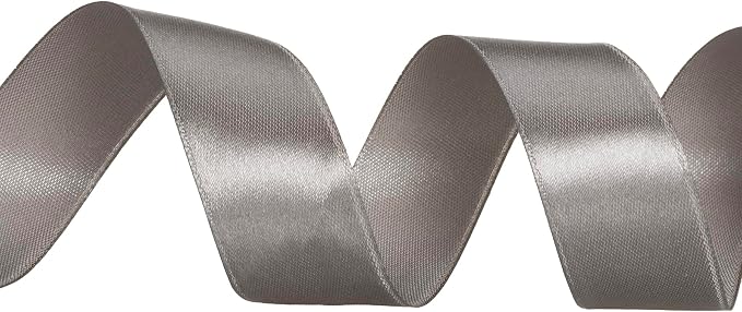 1 Inch Steel Gray Solid Satin Ribbon, 50 Yards Craft Fabric Ribbon - Image 2
