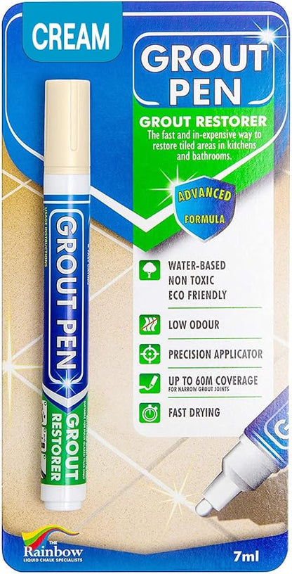 Grout Pen Cream Tile Paint Marker: Waterproof Grout Paint Pen, Tile Grout by RainbowChalkMarkers