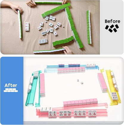 Mahjong Racks with Pushers Set of 4, Mahjong Tile Pushers and Racks, Acrylic - Image 4