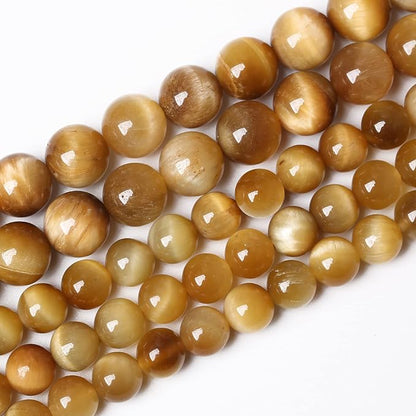 12mm 32pcs Natural Gemstone Gold Tiger Eye Beads Round Spacer Loose Beads - Image 2
