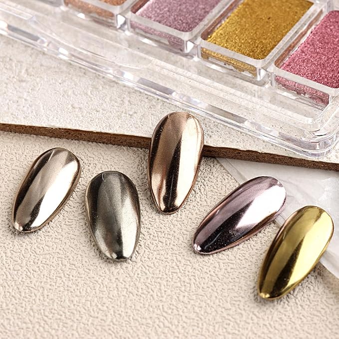 6 Colors Solid Chrome Nail Glitter Powder Set Metallic Mirror Chrome Powder - Image 6