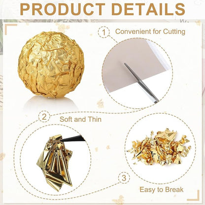 PATIKIL Gold Leaf Sheets for Art 3.7" x 3.4", Sky Blue - Image 3