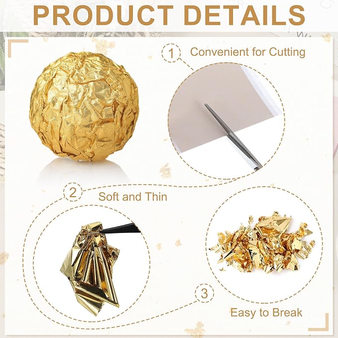 PATIKIL Gold Leaf Sheets for Art 3.7" x 3.4" - Image 3