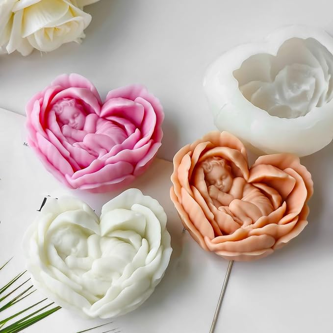 Heart Rose Flower Succulent Candle Mold - Image 5