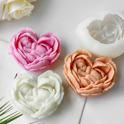 Heart Rose Flower Succulent Candle Mold - Image 5