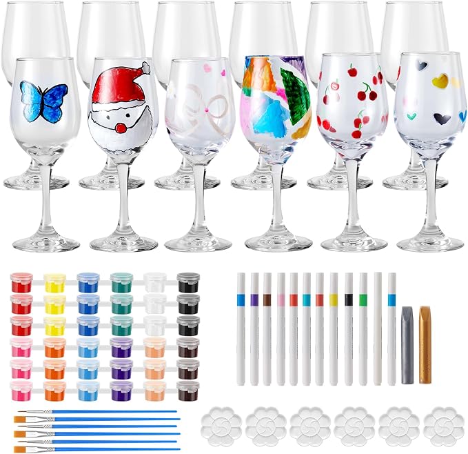 WJXCYGG 6 Sets Paint Your Own Wine Glass Set 6 Wine Glass 36 Glass Painting by Unknown
