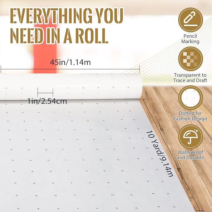 Dotted Pattern Paper for Sewing, 45 Inch x 10 Yards Tracing Paper for Pattern - Image 3