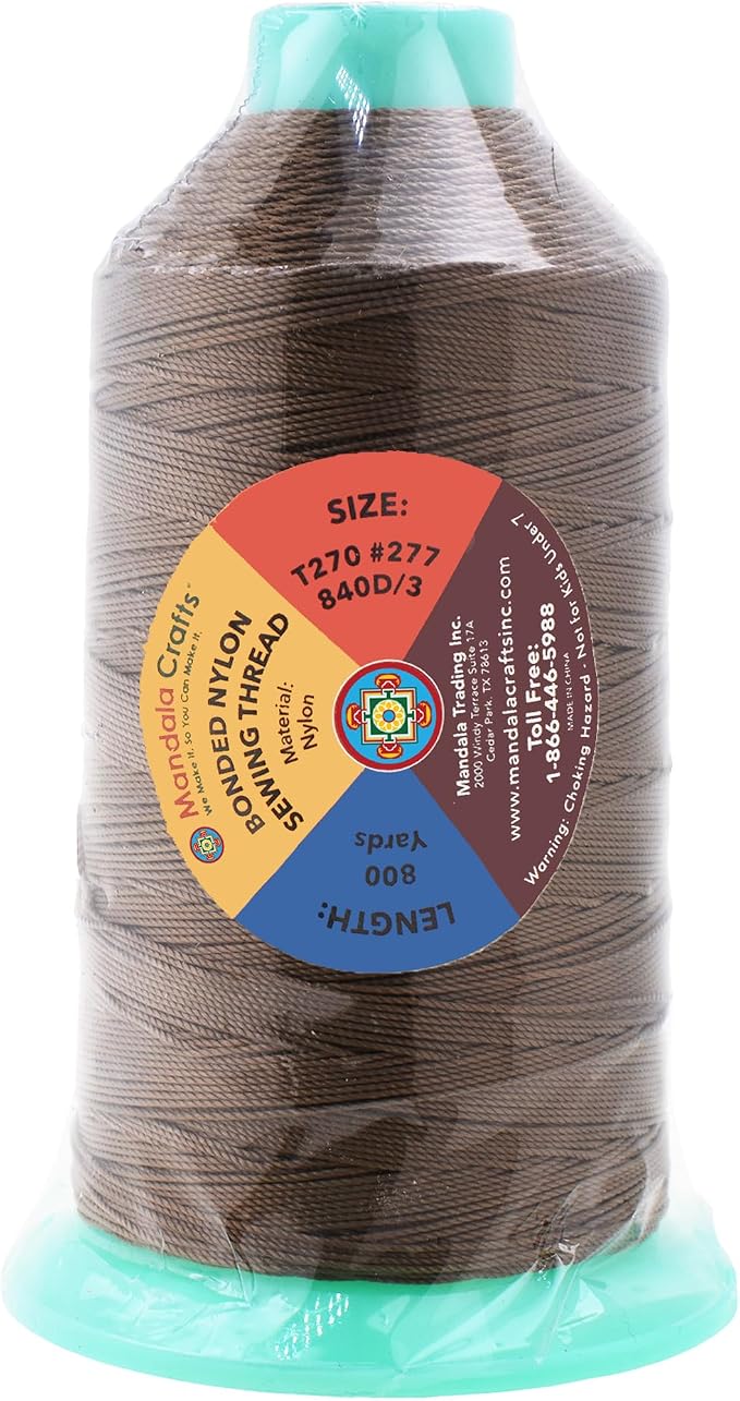 Mandala Crafts Bonded Nylon Thread Coyote Brown Heavy Duty Sewing Threads - Image 3