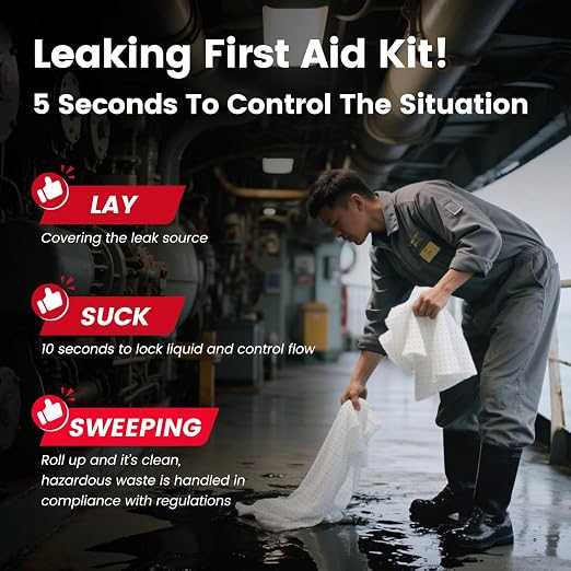 Oil Absorbent Pads | 16"x20" Oil-Only Spill Mat 100-Pack | Industrial Spill - Image 8
