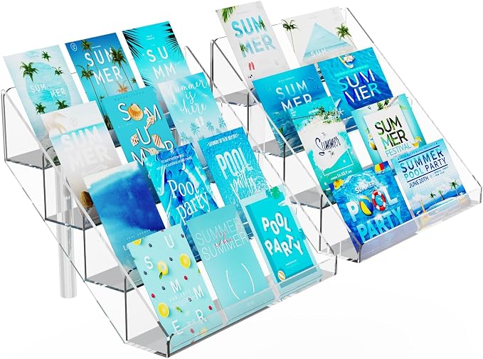 PecMuikee Greeting Card Display, 4 Tiers Clear Acrylic Sticker Display Stand by PecMuikee
