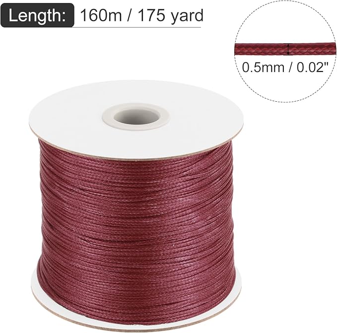 MECCANIXITY Waxed Cord 0.5mm Waxed Polyester Cord 175 Yard Wax String - Image 2