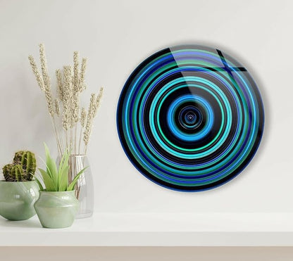 My Photostation.com 10'' Diameter Blue and Green Round Glass Wall Art Tempered by MyPhotostation