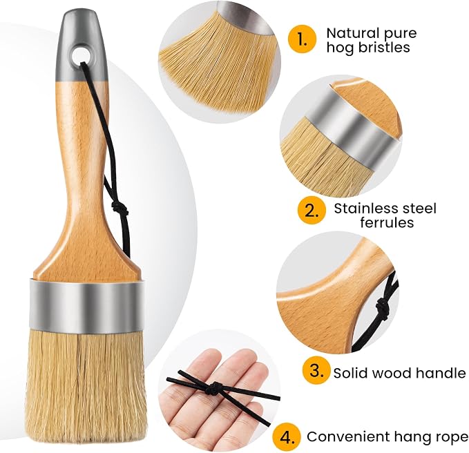 Chalk Paint Brush, Wax Paint Brush Set of 5, Wax Brushes and Chalk Paint - Image 4