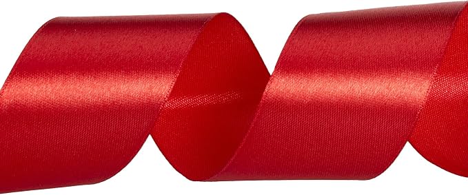 1 1/2 Inch Red Solid Satin Ribbon, 50 Yards Craft Fabric Ribbon - Image 3
