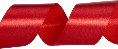 1 1/2 Inch Red Solid Satin Ribbon, 50 Yards Craft Fabric Ribbon - Image 3