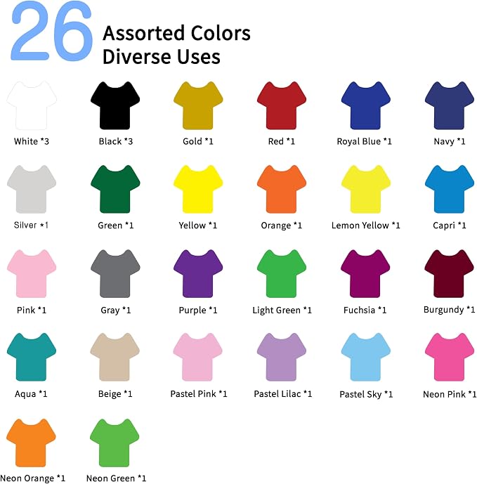 QuuCut HTV Heat Transfer Vinyl Bundle: 30 Pack 12" x 10" Sheets, 26 Assorted - Image 2