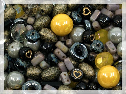 2.1oz Mix of Unique Czech Bohemia Glass Pressed Beads, Matte and Glossy by CzechBeadsManufacturer