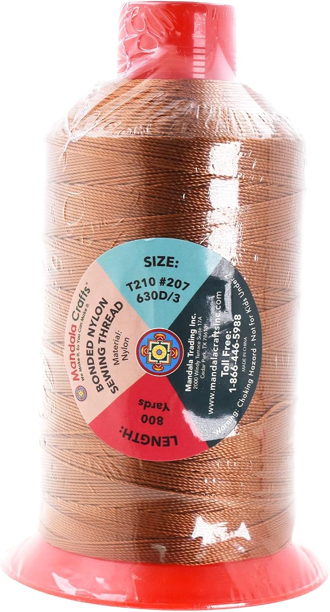 Mandala Crafts Bonded Nylon Thread Bourbon Brown Heavy Duty Sewing Threads - Image 3