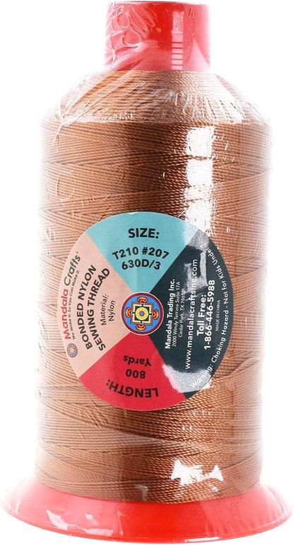 Mandala Crafts Bonded Nylon Thread Bourbon Brown Heavy Duty Sewing Threads - Image 3