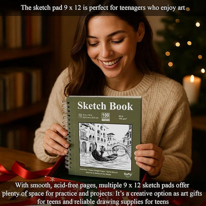 Sketch Book 9x12 inch, 68 lb/100gsm Artist Sketch Pad, 100 Sheets Each - Image 6