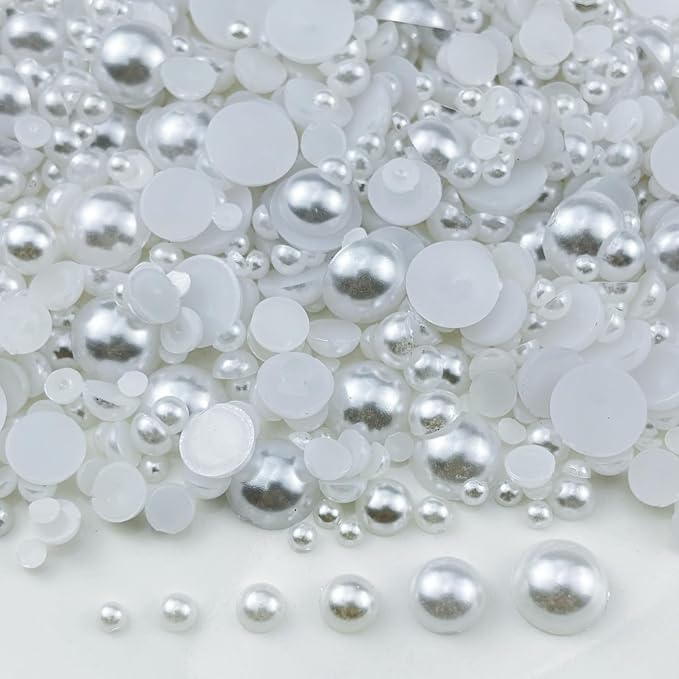 4020pcs Half Pearls for Crafts Assorted Size 3mm 4mm 5mm 6mm 8mm 10mm Flatback by Unknown