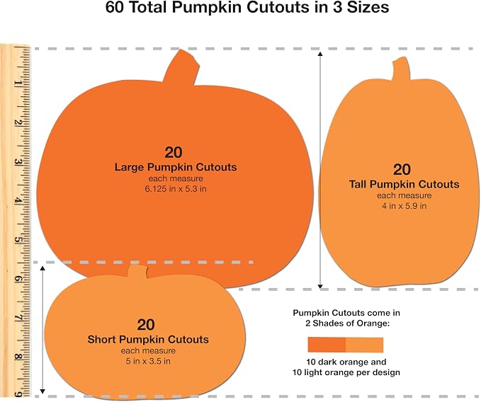60 Pieces Pumpkin Cutouts for Fall Crafts and Classroom Decor, Bulletin Boards - Image 3