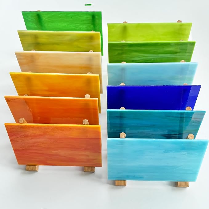 ILLUCKAI 12 Sheets Stained Glass Sheets Orange Green Blue Colors, 4 x 6 inch - Image 3