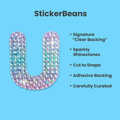 StickerBeans® Rhinestone Alphabet Letter Sticker U - Image 2