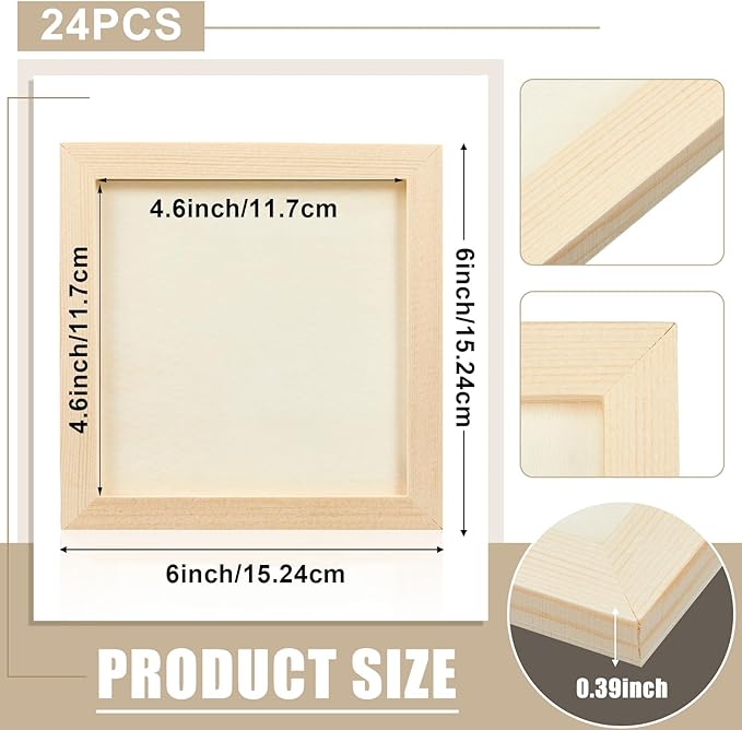 Kathfly 24 Pcs 6x6'' Wood Panel Boards, Unfinished Wood Canvas Panels - Image 2