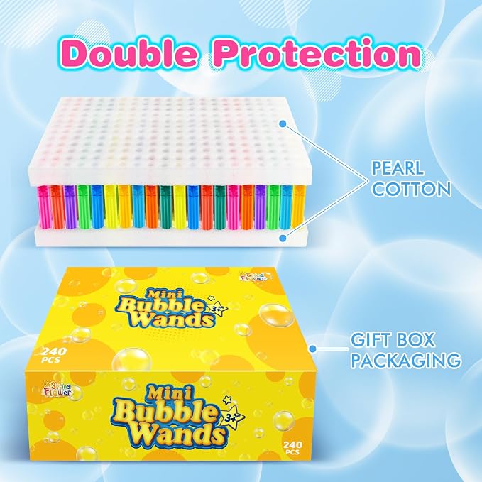 SpringFlower 240 Pieces Mini Bubble Wands, Party Favors Assortment Toys - Image 3