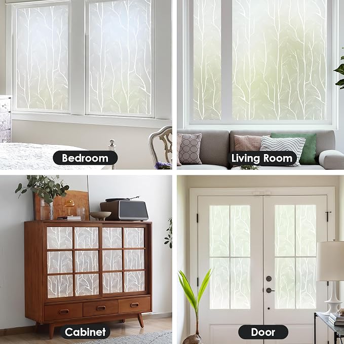 DKTIE Nordic Leaves Window Privacy Film Decorative Stained Glass Sun Blocking - Image 7