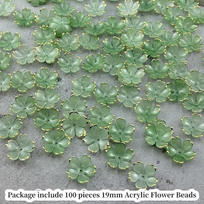 100pcs Acrylic Flower Beads, 19mm Cherry Blossom Plastic Gradient Flower Spacer - Image 2