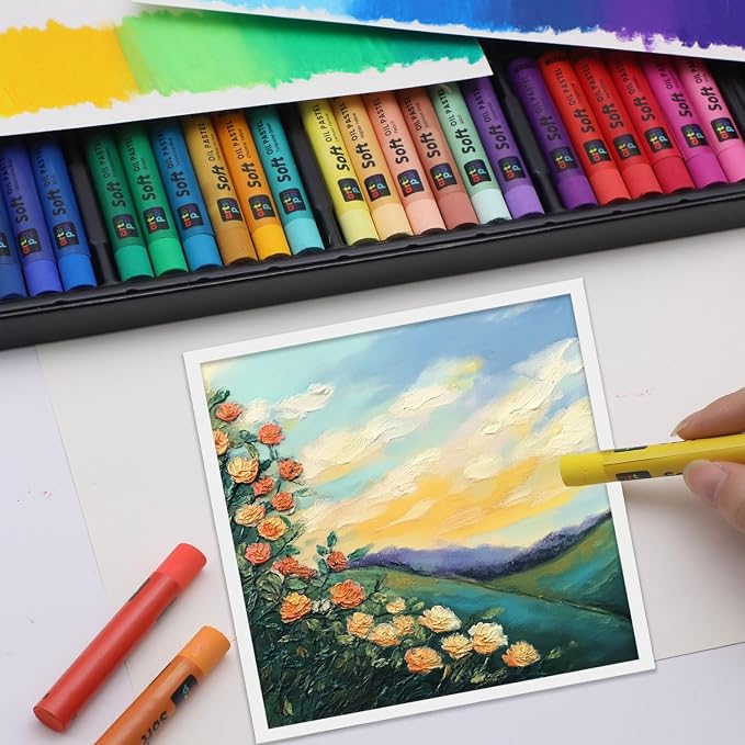 Soft Oil Pastels Set of 48 Vibrant Colors, Smooth and Soft Oil Pastel Crayons - Image 5