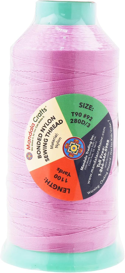 Mandala Crafts Bonded Nylon Thread Pink Heavy Duty Sewing Threads - Image 3