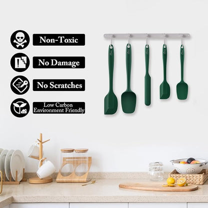 HOTEC 600℉ Heat Resistant BPA-Free Silicone Rubber Spatula Set, Kitchen Cooking - Image 4