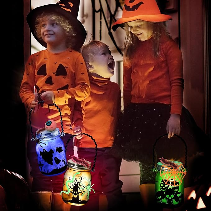Halloween Crafts Activities For Kids Ages 4-12, 8 Pack Glass Mason Jar for - Image 7
