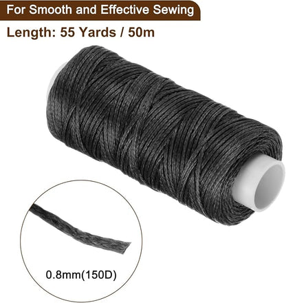 uxcell Leather Sewing Waxed Thread, 55 Yards / 50m 0.8mm 150D Flat Polyester - Image 2