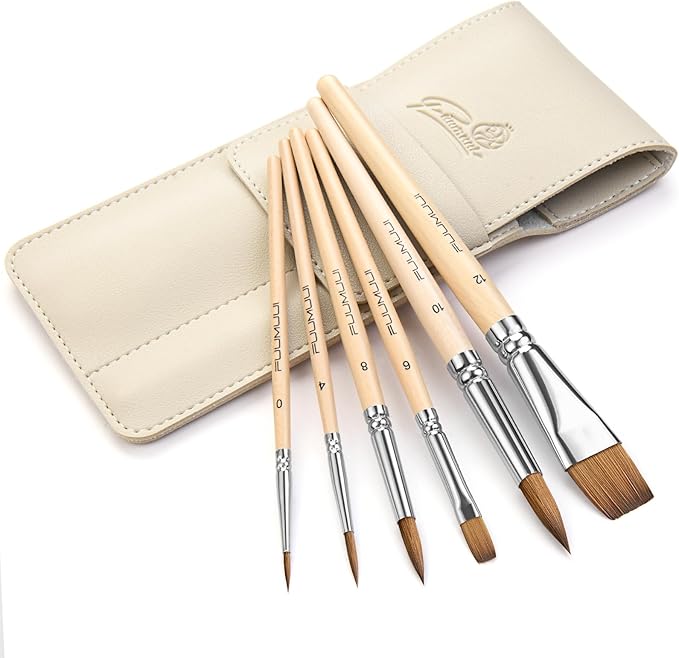 Sable Travel Watercolor Brushes, Fuumuui 6pcs Kolinsky Sable Watercolor Travel - Image 2