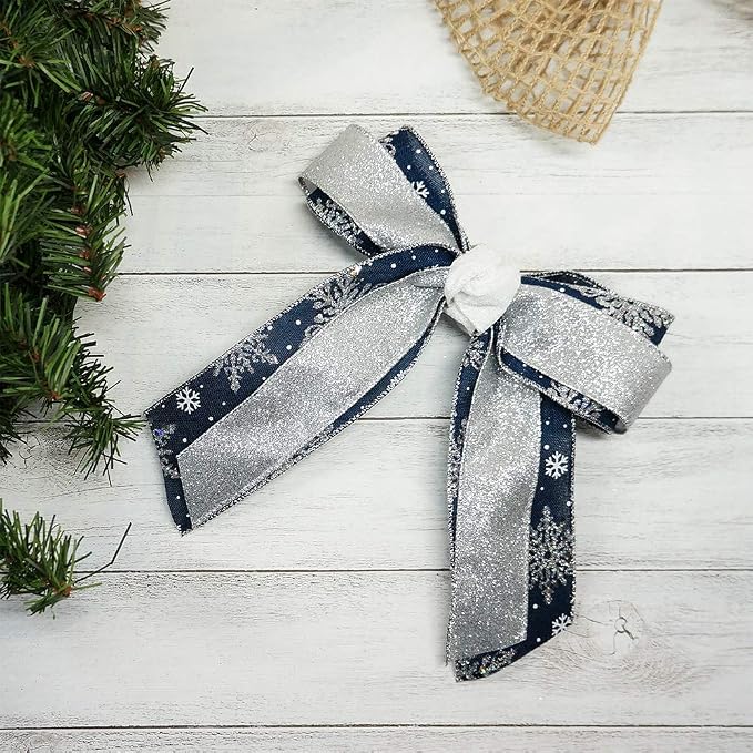 CT CRAFT LLC Glitter Wired Ribbon 1.5" x 10 Yards Silver - Image 6