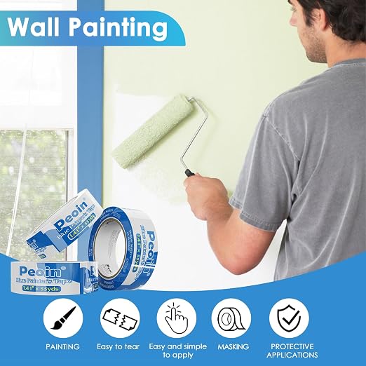 Blue Painters Tape 1.5 Inch Bulk, 32 Roll Painting Tape Blue Masking - Image 6