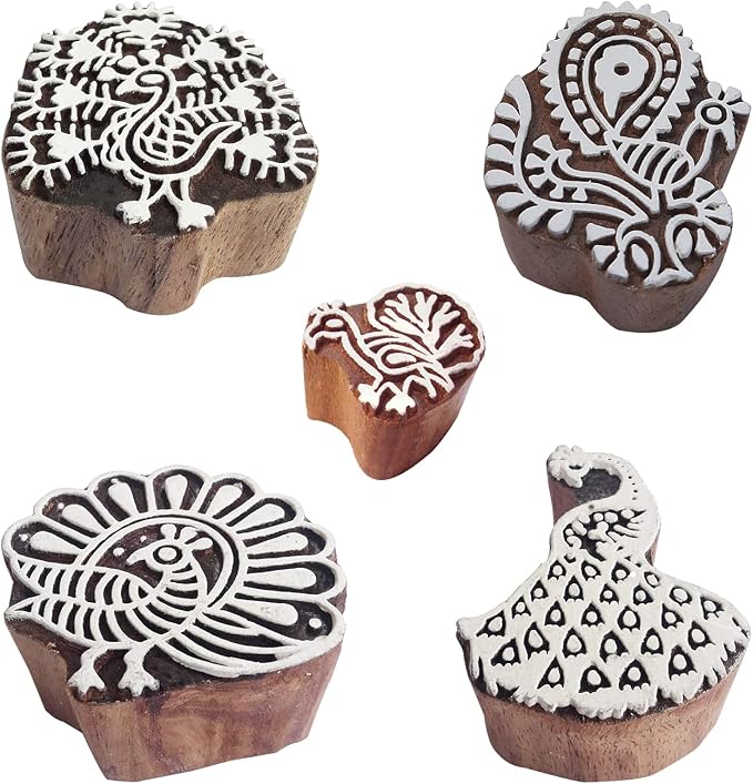Royal Kraft Peacock Wooden Printing Stamps by RoyalKraft