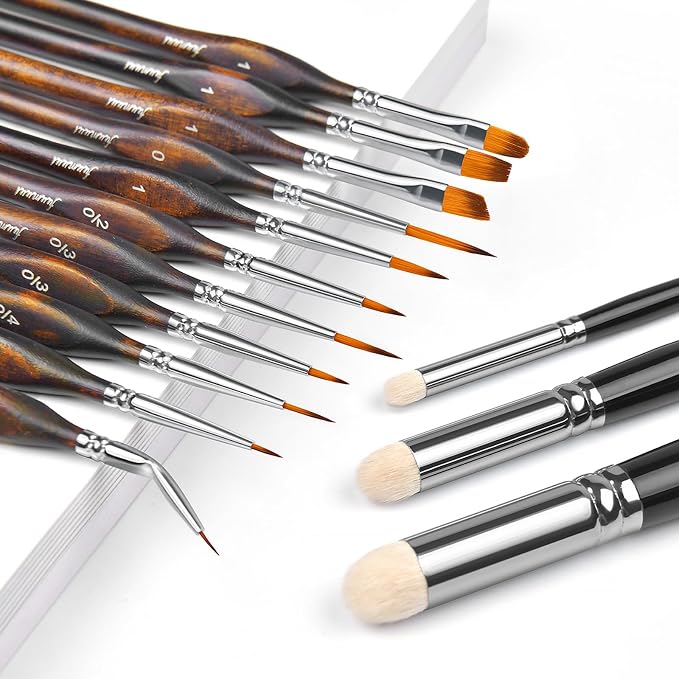 Miniature Paint Brushes with Domed Dry Brush Set by FUUMUUI