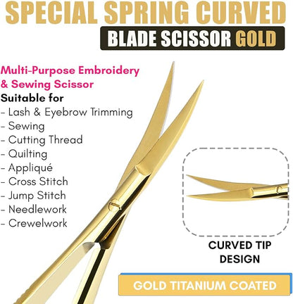 Cross Edge Curved Spring Scissors 5 Inch Stainless Steel Precision Eyebrow & - Image 3