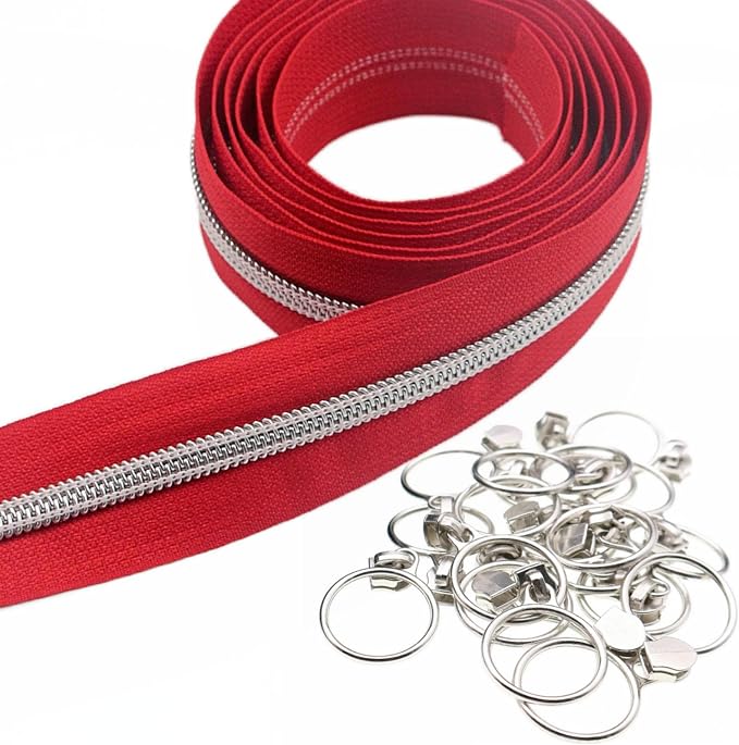 Leekayer #5 Silver Metallic Teeth Nylon Coil Zippers by The Yard Bulk 10 Yards - Image 7