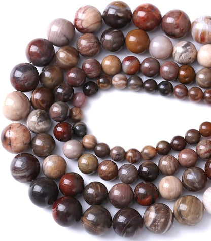 32pcs 12mm Natural Wooden Petrified Jade Agate Gemstone Beads Round Loose - Image 3