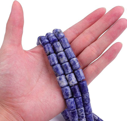 Natural Blue Sodalite Cylinder Stone Loose Semi Gemstone Beads - Image 2